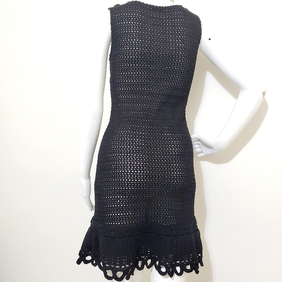 Beaded Prada Black Crochet Runway Dress - Picture 2 of 6
